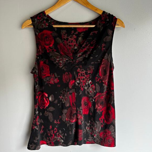 Vintage Talbots Silk Babydoll Y2K Top Whimsigoth Fairy Grunge Womens 4 Black Red - Picture 3 of 7